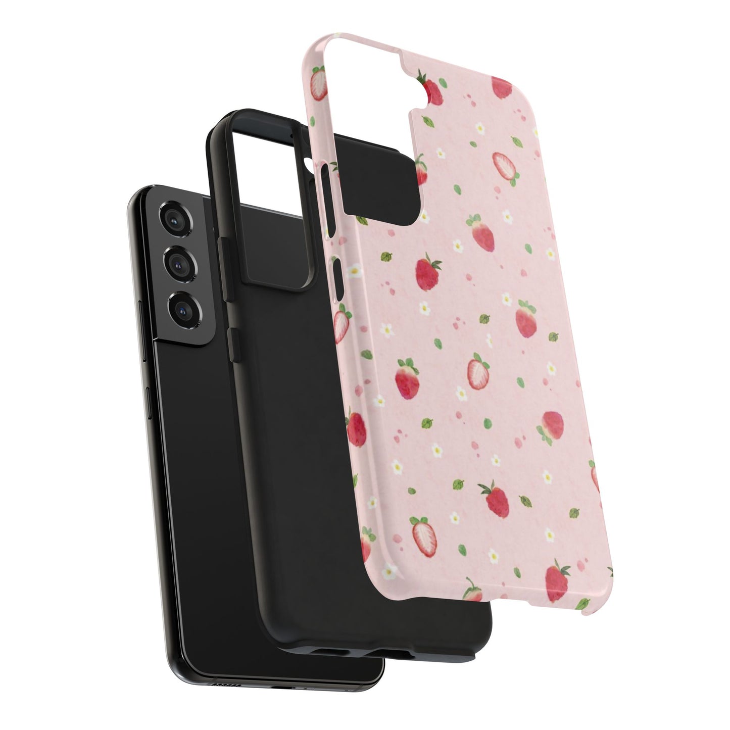 Strawberry Coquette Phone Case, Pink, Farmcore, Garden, Fairy, Spring Vibes, Fruit, Cute, Clean Girl, Glossy Phone Case