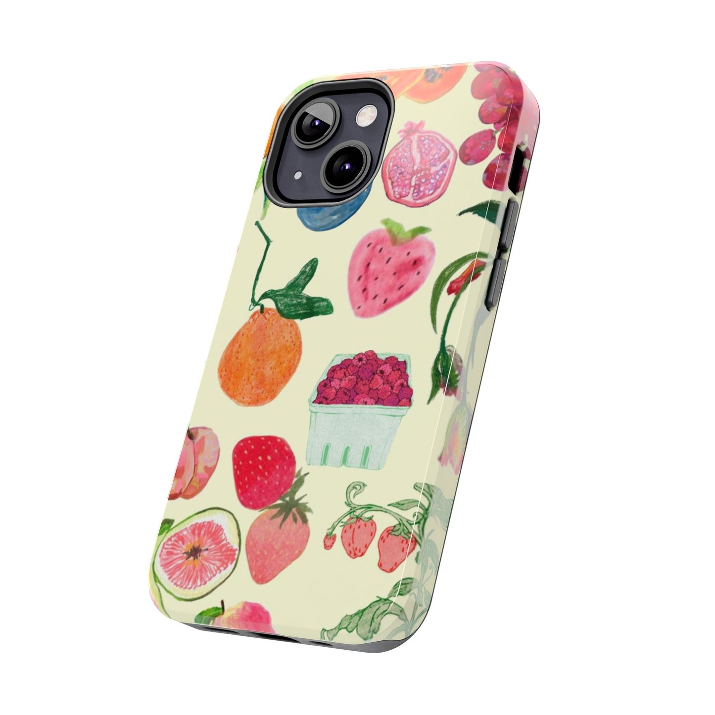 Fruit Print Phone Case, Yellow, Aesthetic, Hailey Bieber, Matilda Djerf, LA, Preppy, Clean Girl, Glossy Phone Case