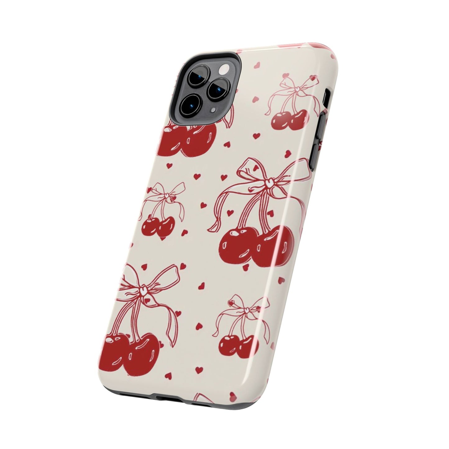 Red Cherry Pattern Fashion Aesthetic Glossy Phone Case