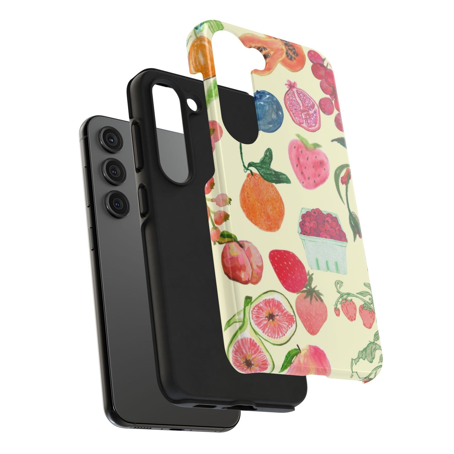 Fruit Print Phone Case, Yellow, Aesthetic, Hailey Bieber, Matilda Djerf, LA, Preppy, Clean Girl, Glossy Phone Case
