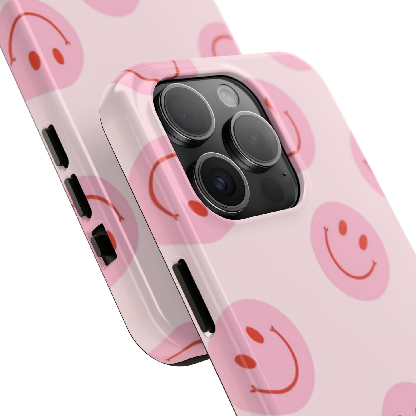 Smiley Face Pink Aesthetic Glossy Phone Case