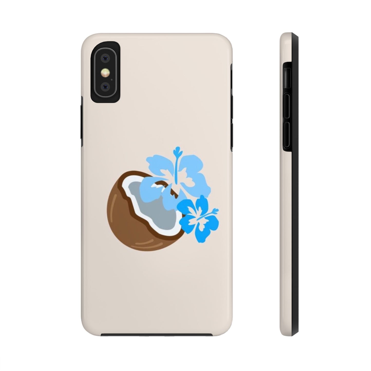Hawaiian Cute Phone Case, Coconut, Hibiscus, Summery, Tropical, Clean Girl Aesthetic, Preppy, Glossy Phone Case