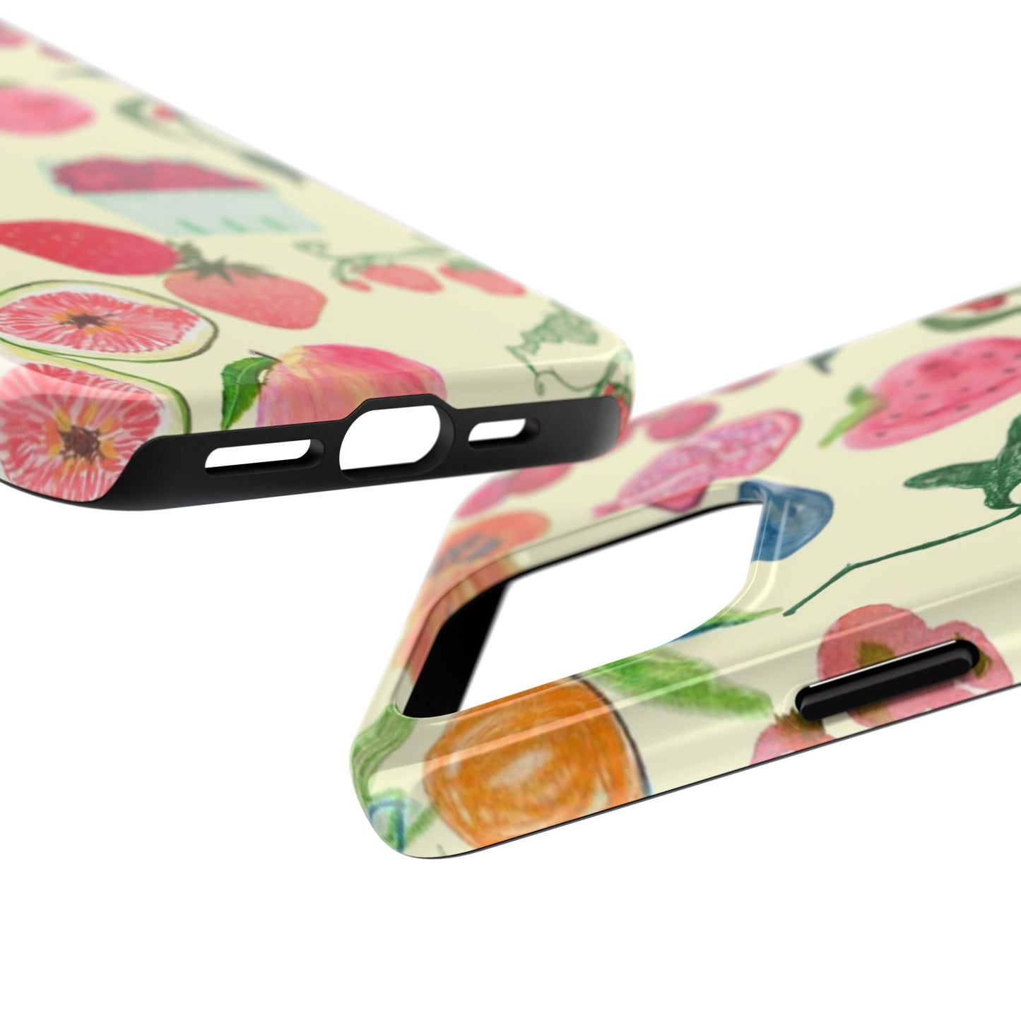 Fruit Print Phone Case, Yellow, Aesthetic, Hailey Bieber, Matilda Djerf, LA, Preppy, Clean Girl, Glossy Phone Case