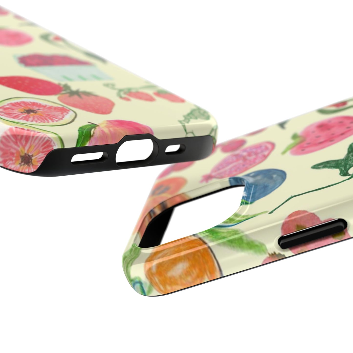 Fruit Print Phone Case, Yellow, Aesthetic, Hailey Bieber, Matilda Djerf, LA, Preppy, Clean Girl, Glossy Phone Case