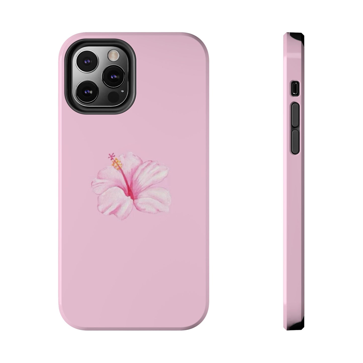 Hibiscus Flower Phone Case, Pink, Tropical, Hawaiin, Clean Girl Aesthetic, Preppy, Glossy Phone Case
