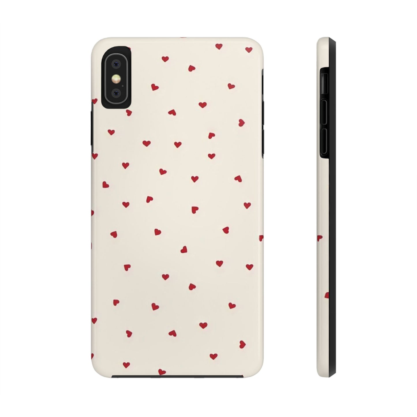Glossy Phone Case, Red Heart Print, Coquette, Aesthetic Phone Case