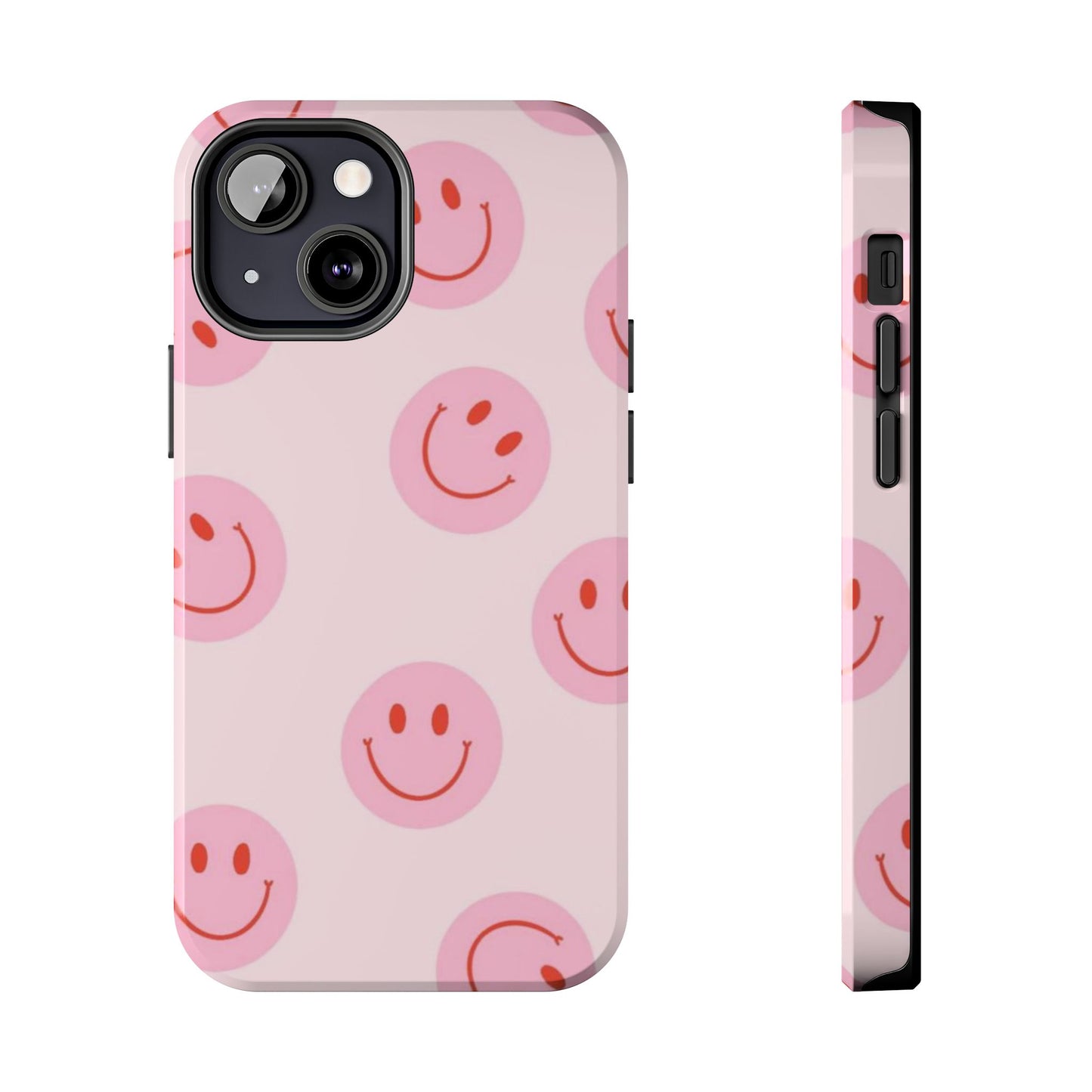Smiley Face Pink Aesthetic Glossy Phone Case