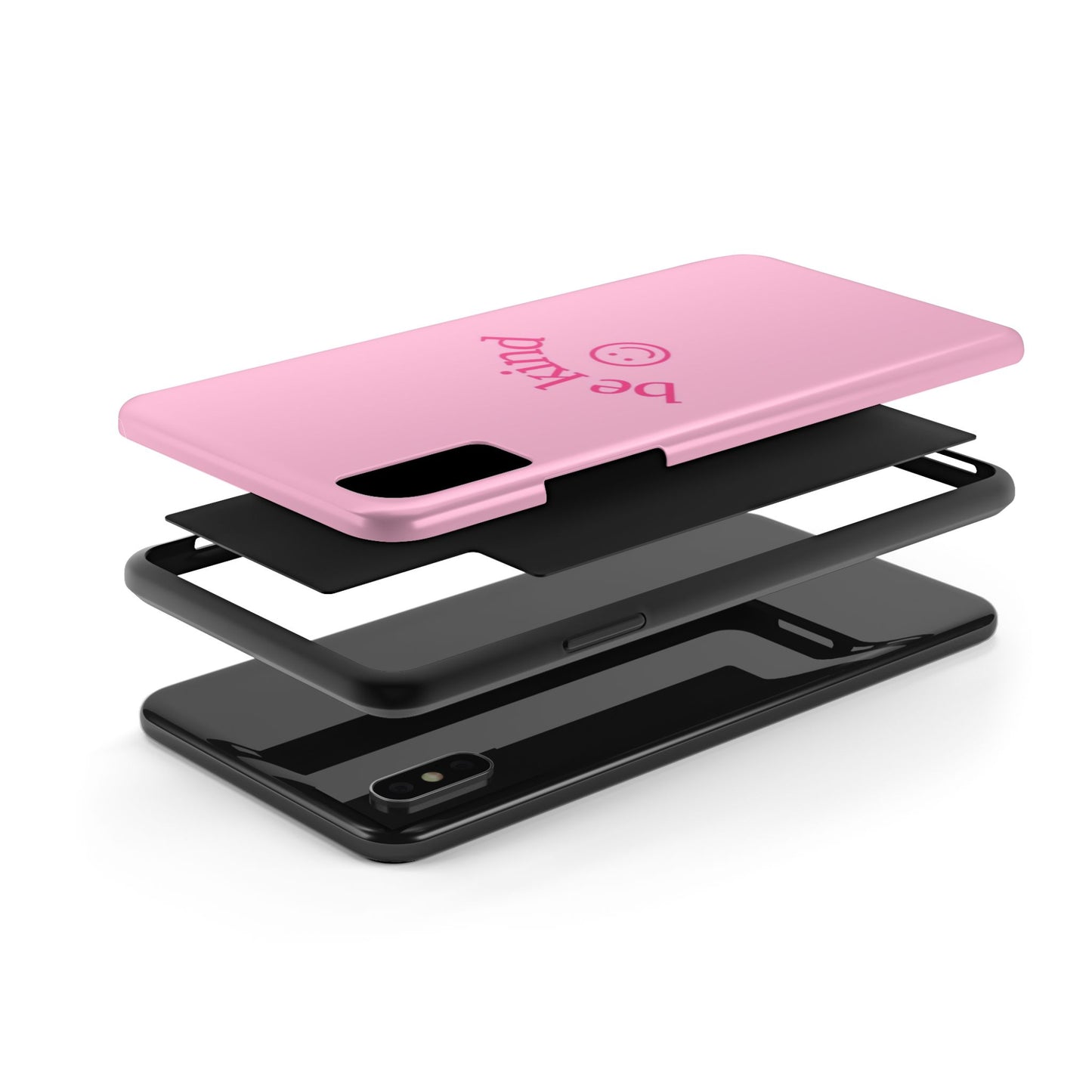 Be Kind Smiley Face Phone Case, Pink, Glossy