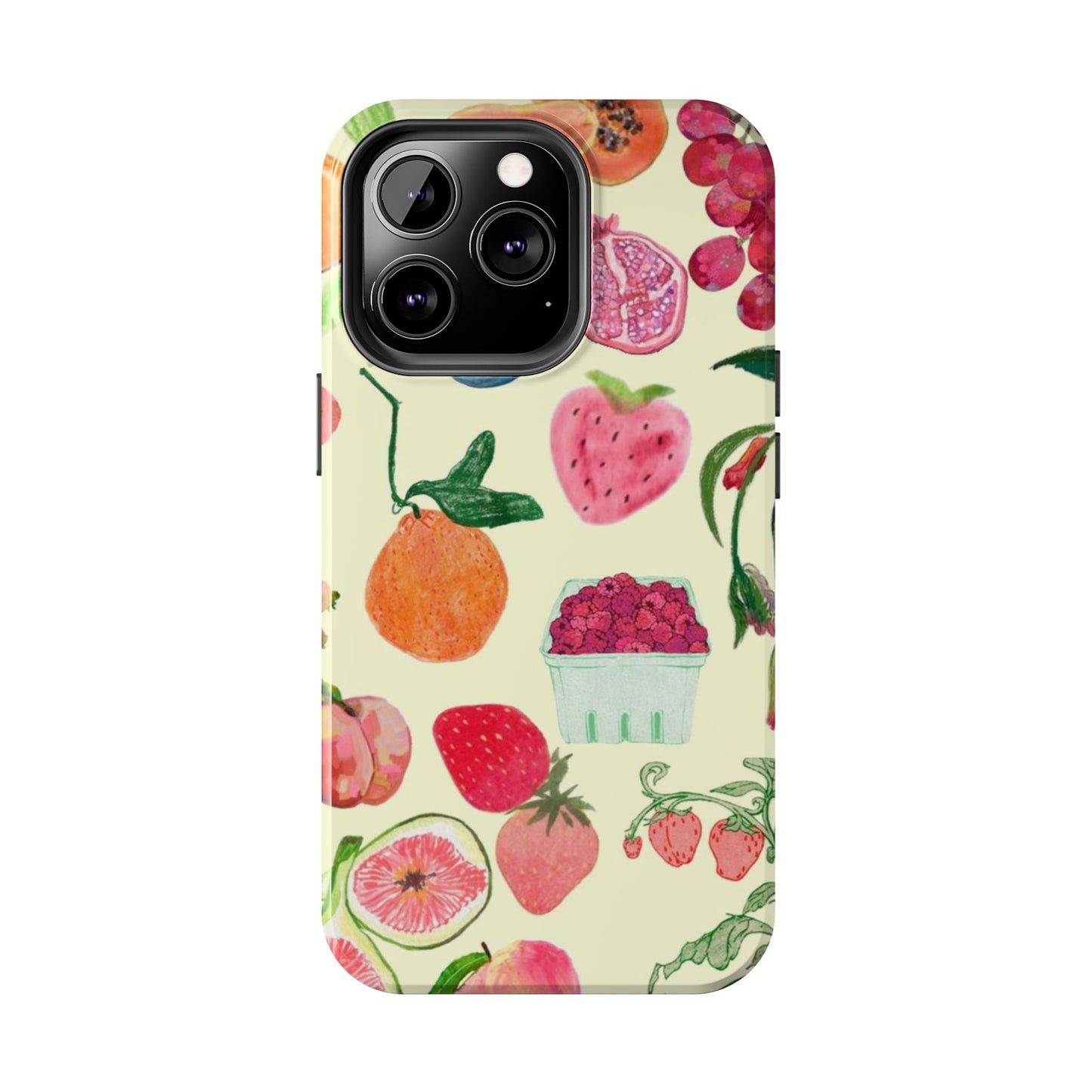 Fruit Print Phone Case, Yellow, Aesthetic, Hailey Bieber, Matilda Djerf, LA, Preppy, Clean Girl, Glossy Phone Case