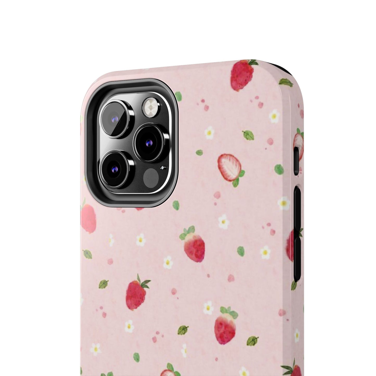 Strawberry Coquette Phone Case, Pink, Farmcore, Garden, Fairy, Spring Vibes, Fruit, Cute, Clean Girl, Glossy Phone Case