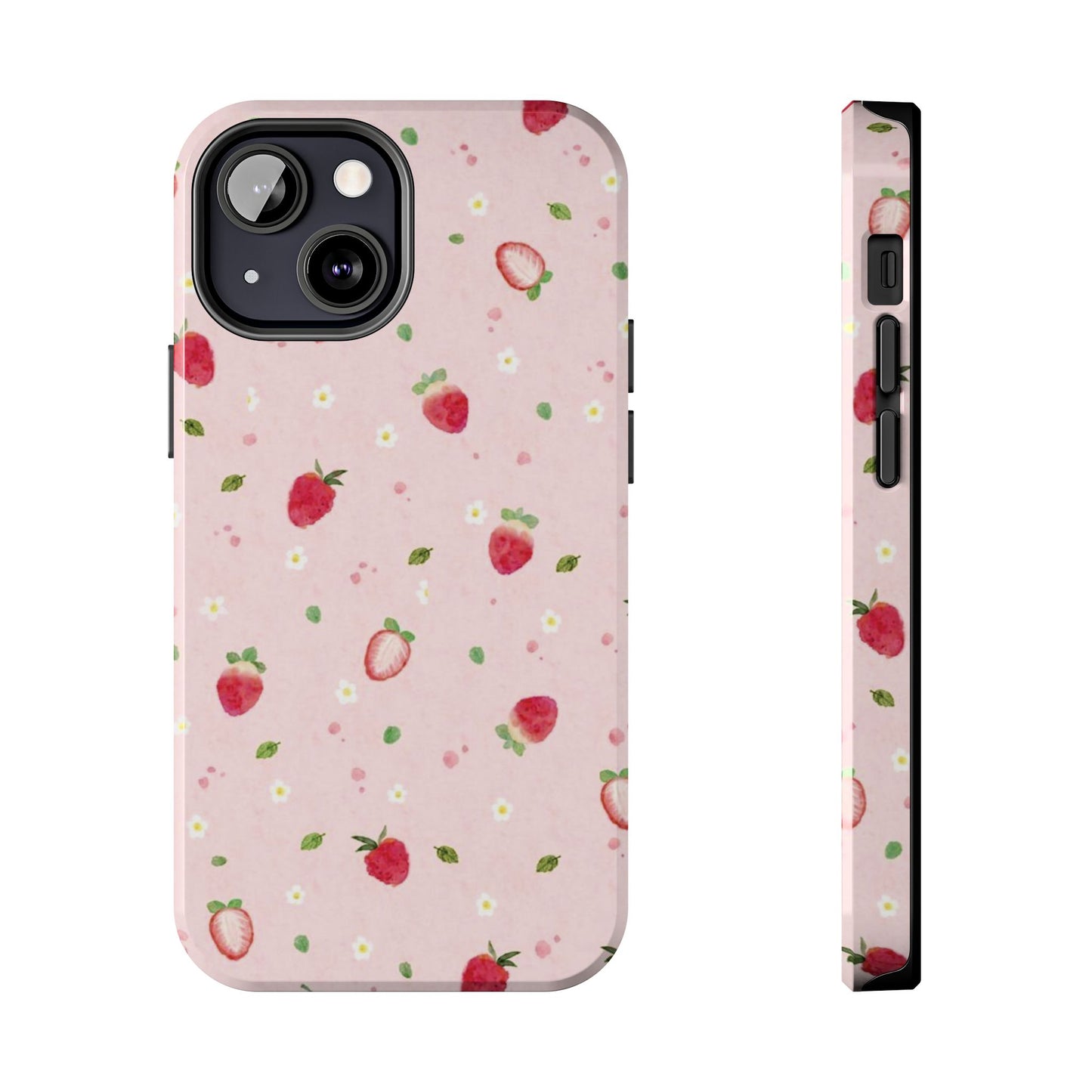 Strawberry Coquette Phone Case, Pink, Farmcore, Garden, Fairy, Spring Vibes, Fruit, Cute, Clean Girl, Glossy Phone Case