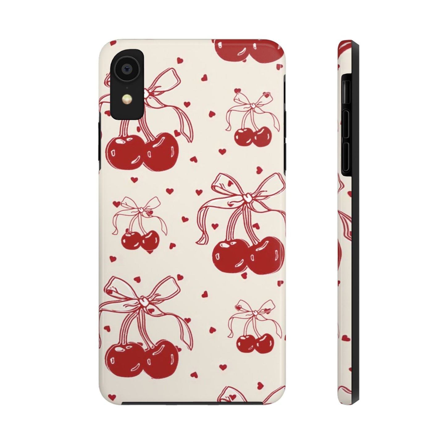Red Cherry Pattern Fashion Aesthetic Glossy Phone Case