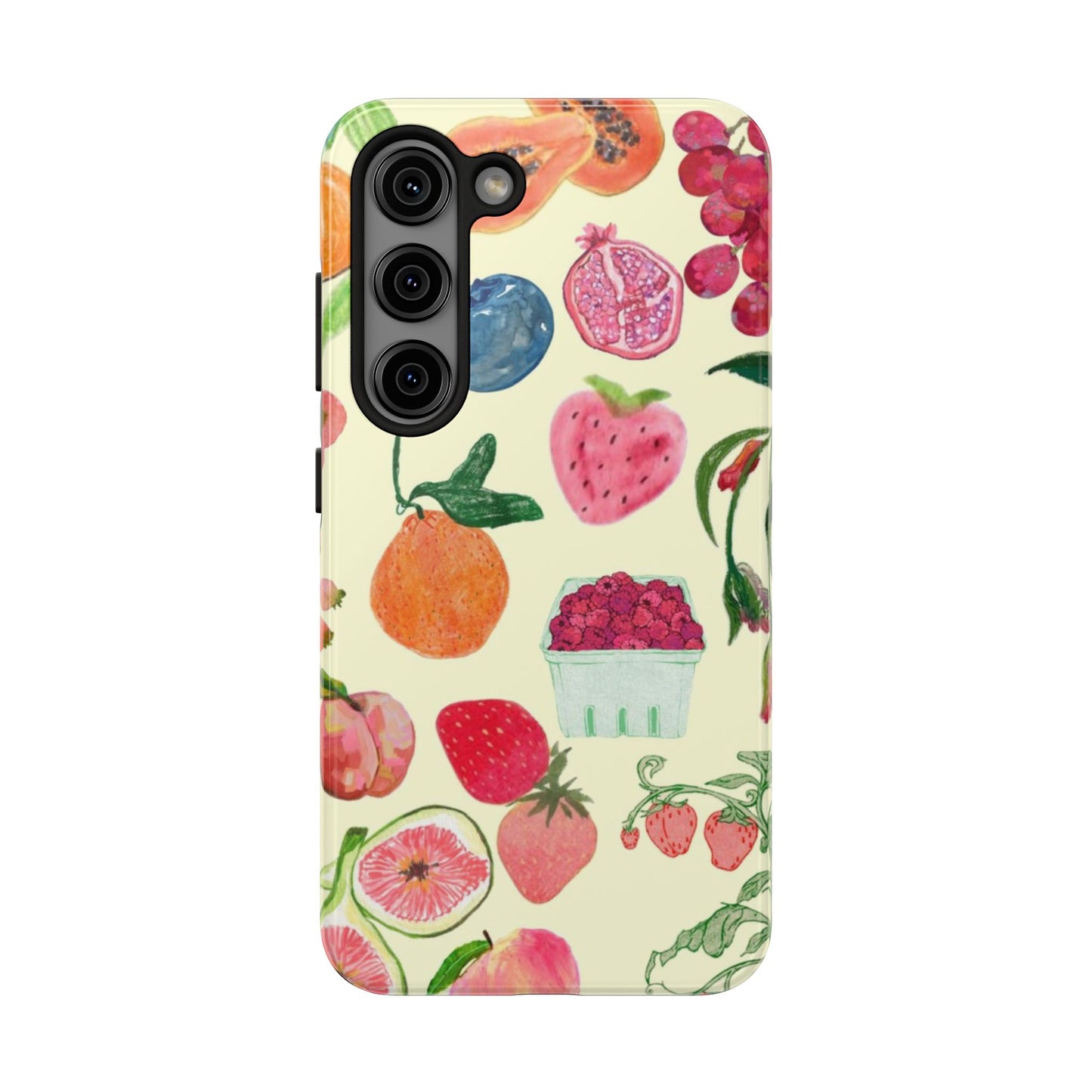 Fruit Print Phone Case, Yellow, Aesthetic, Hailey Bieber, Matilda Djerf, LA, Preppy, Clean Girl, Glossy Phone Case