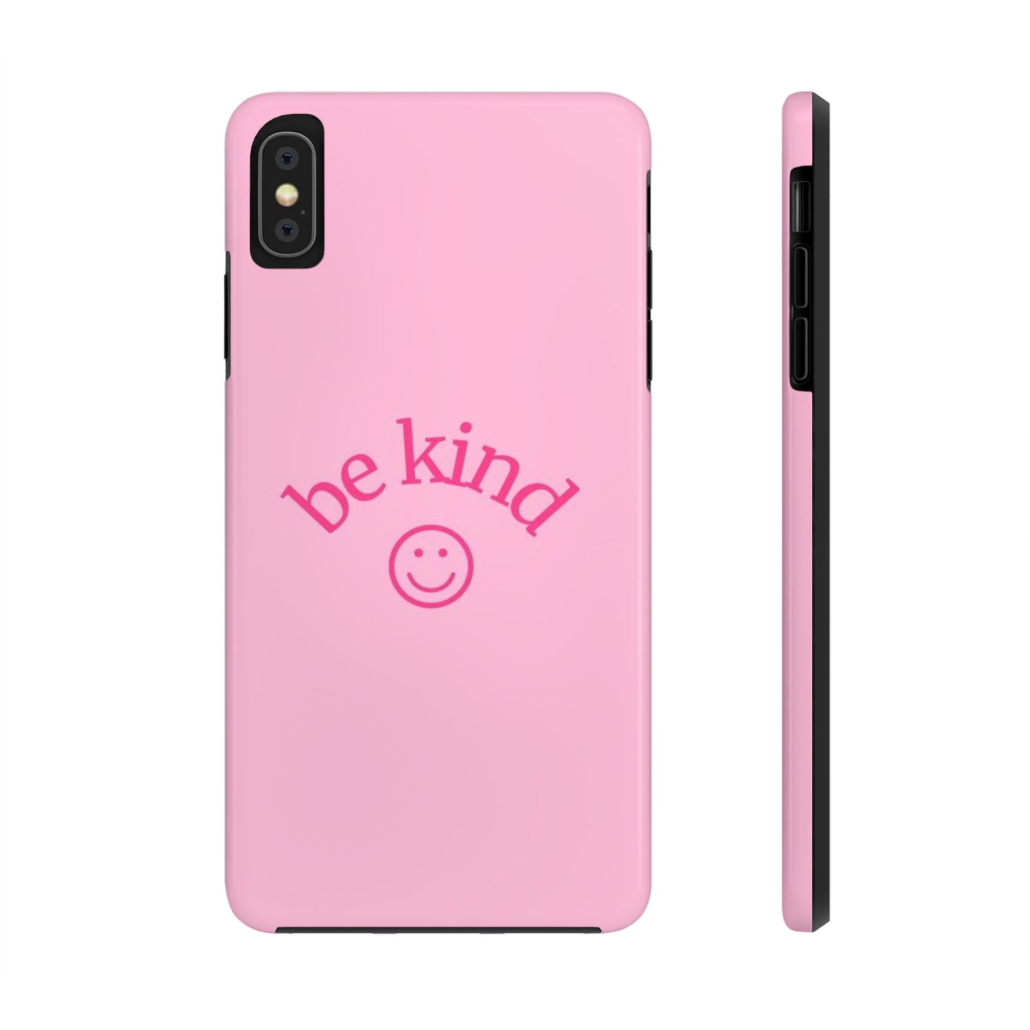 Be Kind Smiley Face Phone Case, Pink, Glossy
