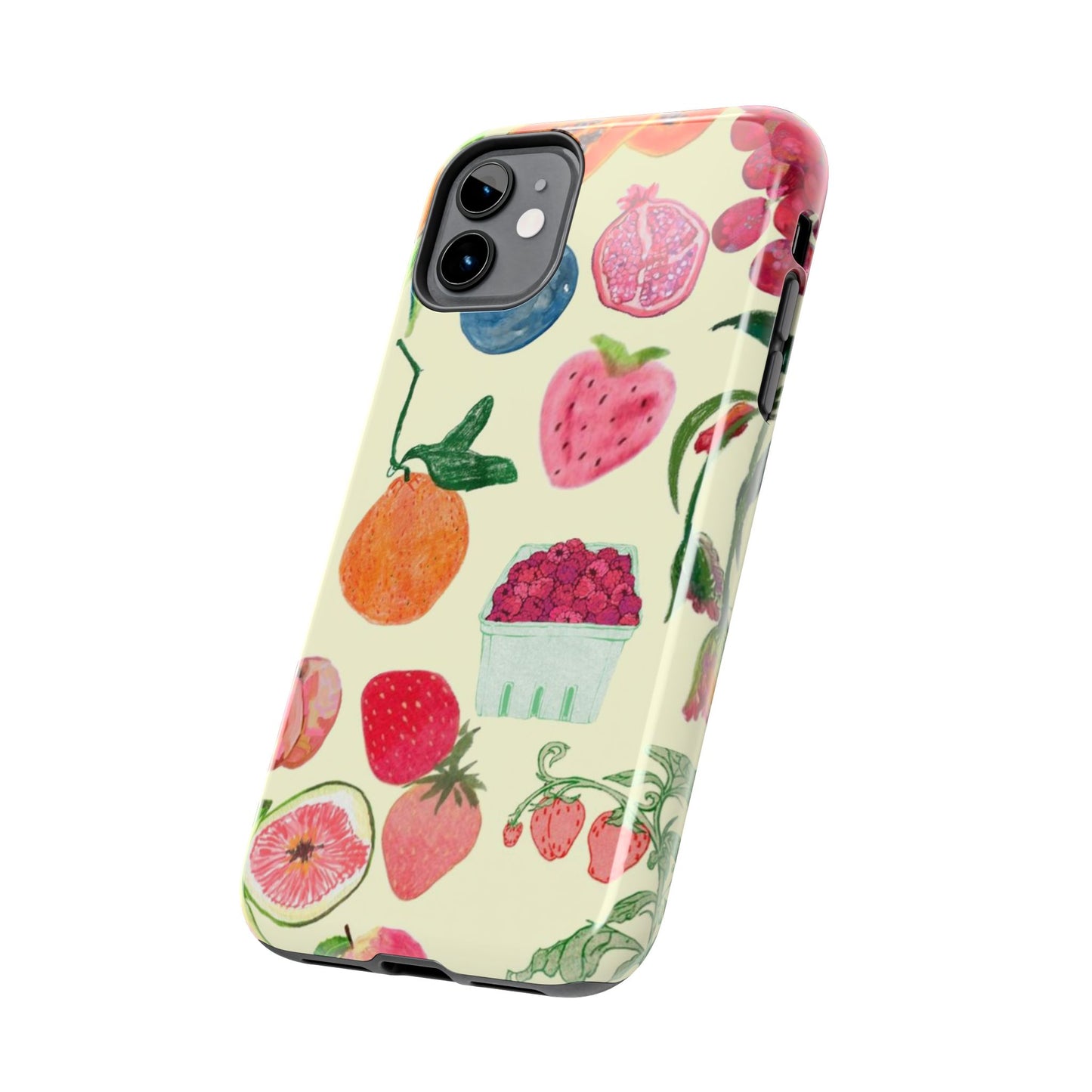 Fruit Print Phone Case, Yellow, Aesthetic, Hailey Bieber, Matilda Djerf, LA, Preppy, Clean Girl, Glossy Phone Case