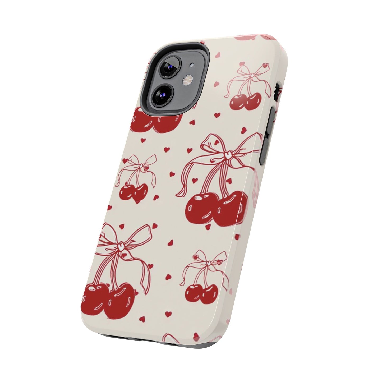 Red Cherry Pattern Fashion Aesthetic Glossy Phone Case
