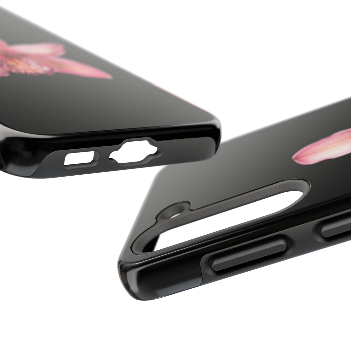 Realistic Orchid Flower with Black Background Glossy Phone Case
