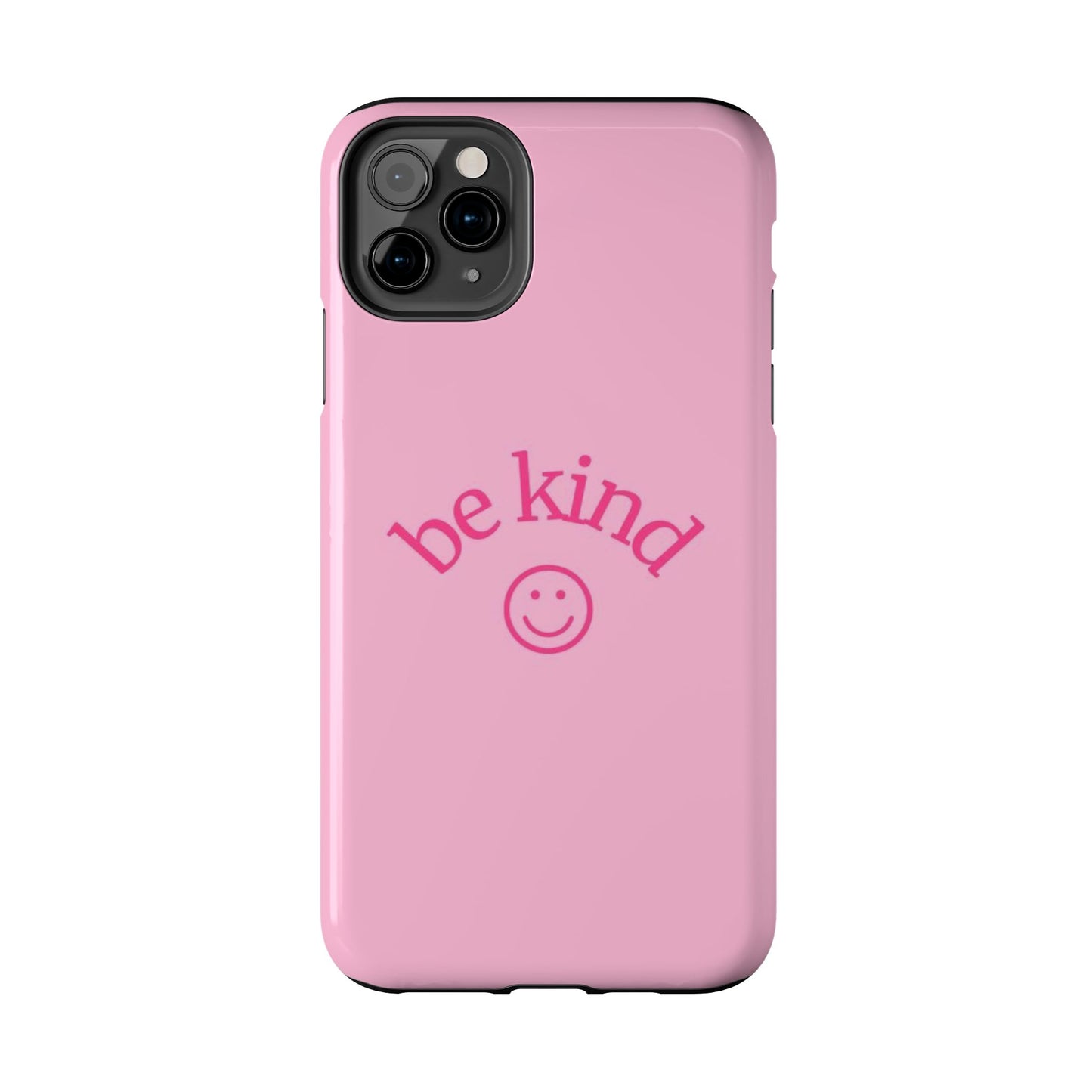 Be Kind Smiley Face Phone Case, Pink, Glossy