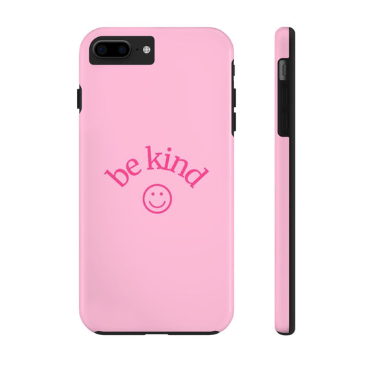 Be Kind Smiley Face Phone Case, Pink, Glossy