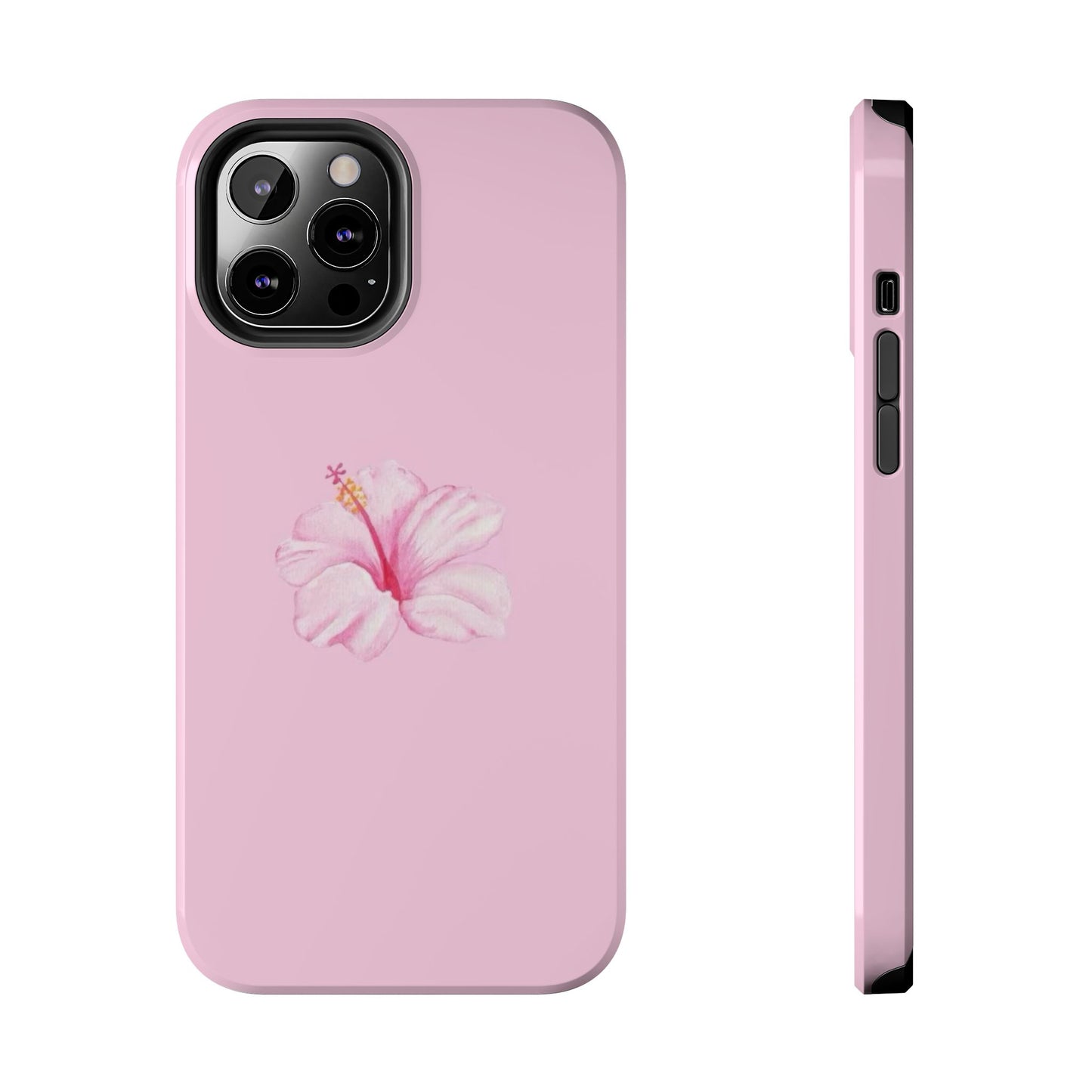 Hibiscus Flower Phone Case, Pink, Tropical, Hawaiin, Clean Girl Aesthetic, Preppy, Glossy Phone Case
