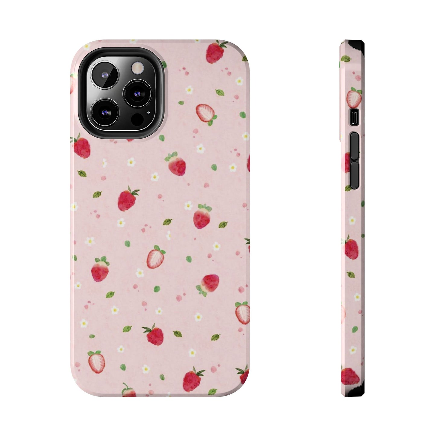 Strawberry Coquette Phone Case, Pink, Farmcore, Garden, Fairy, Spring Vibes, Fruit, Cute, Clean Girl, Glossy Phone Case