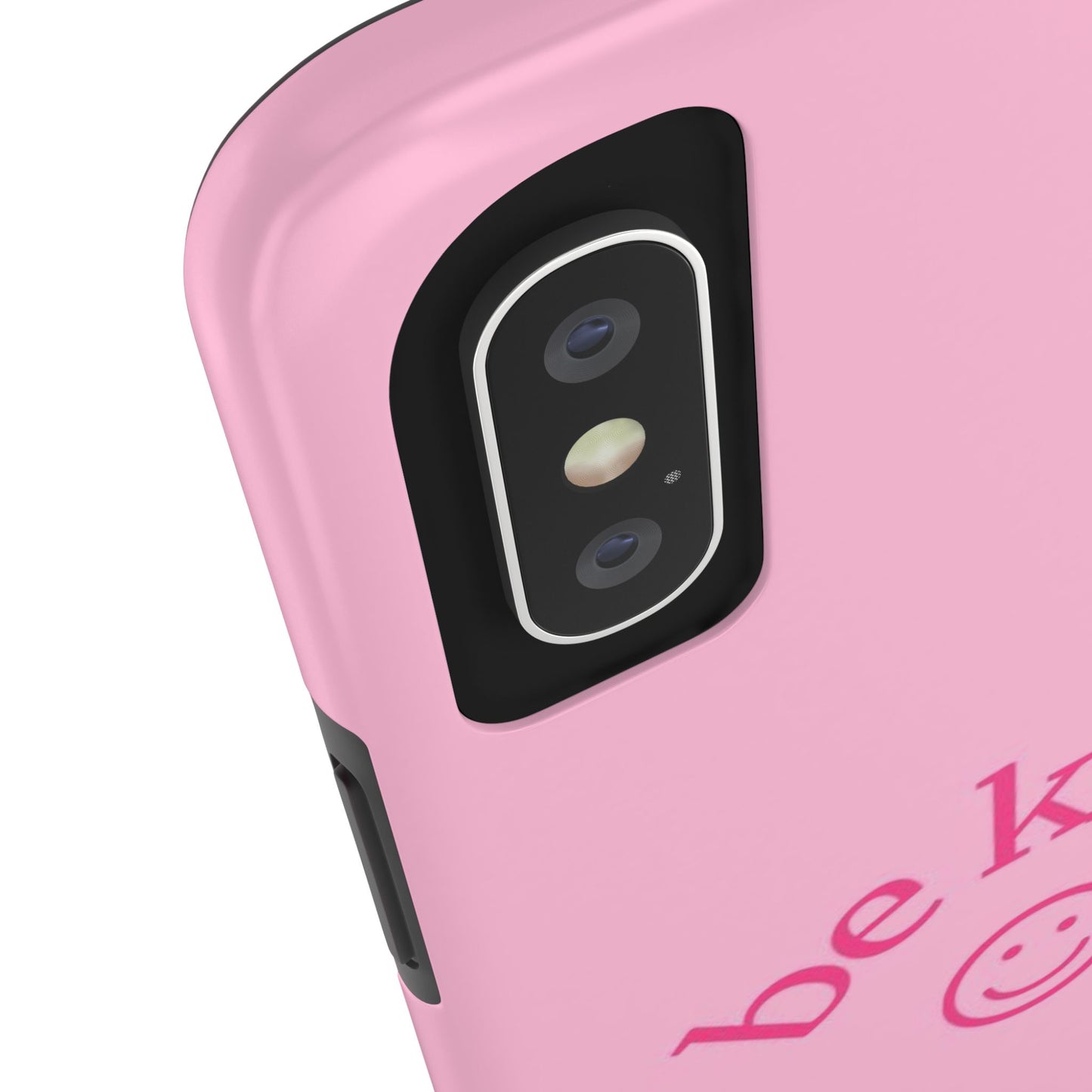 Be Kind Smiley Face Phone Case, Pink, Glossy