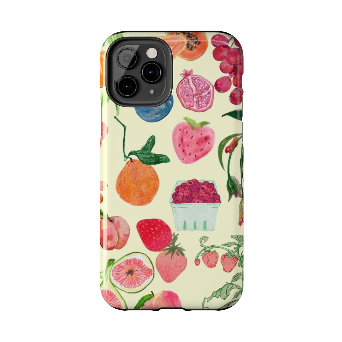Fruit Print Phone Case, Yellow, Aesthetic, Hailey Bieber, Matilda Djerf, LA, Preppy, Clean Girl, Glossy Phone Case