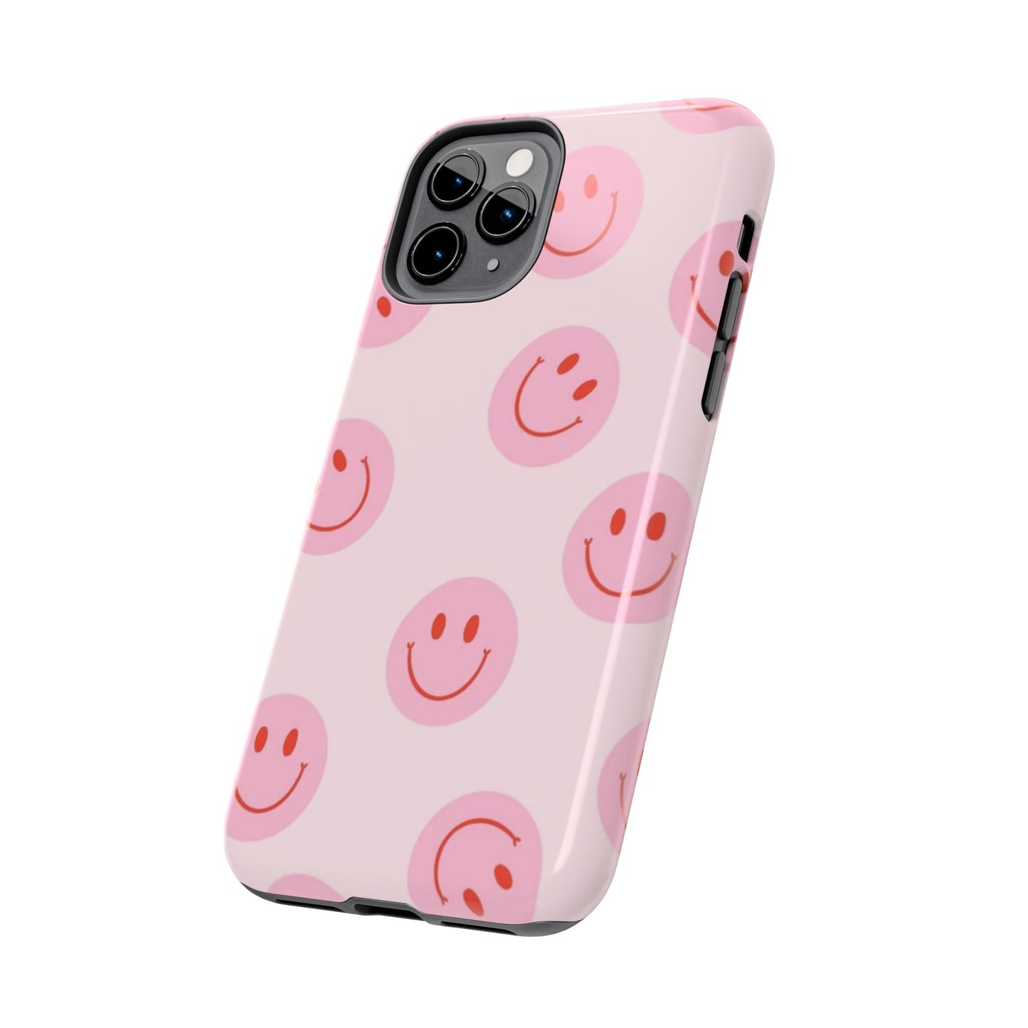 Smiley Face Pink Aesthetic Glossy Phone Case