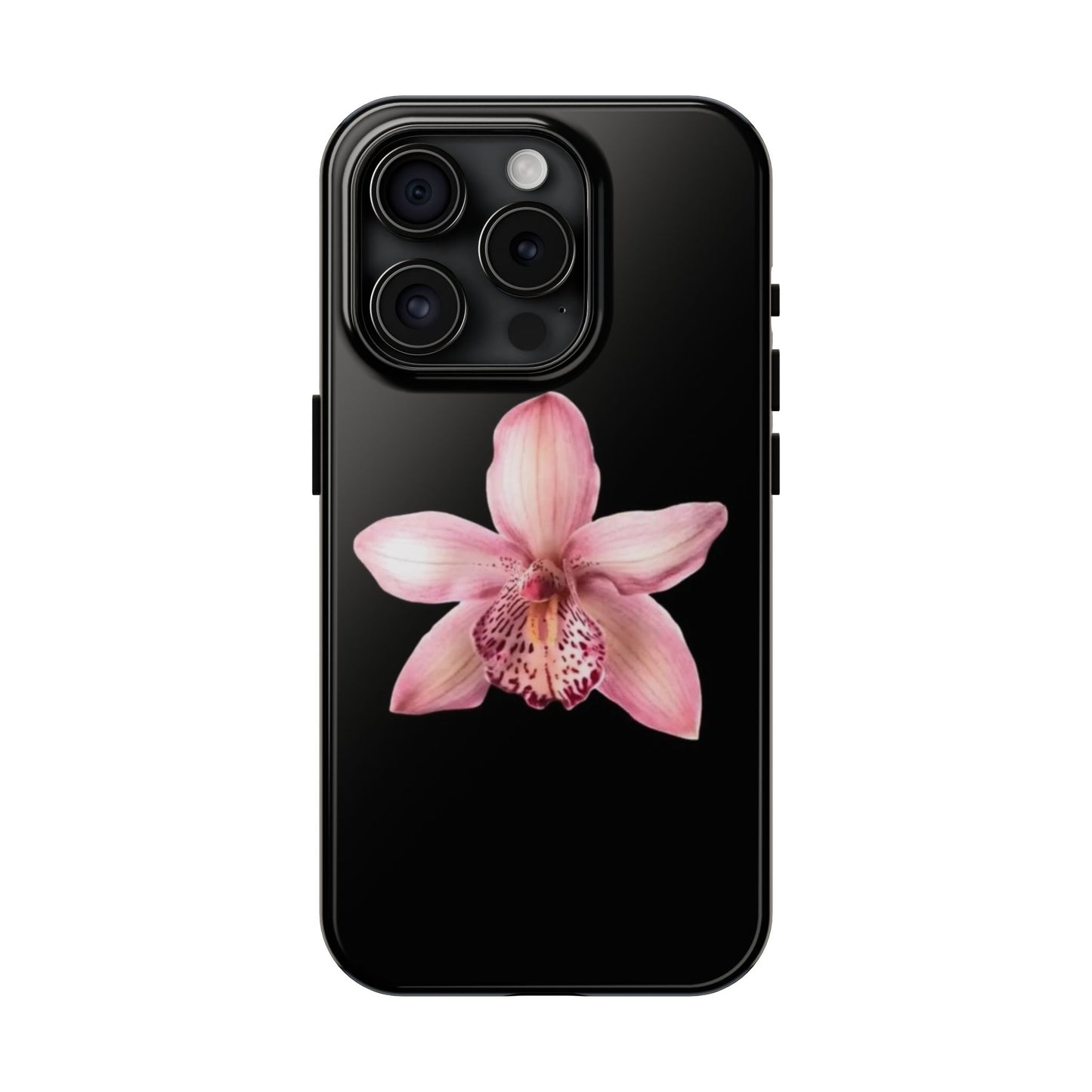 Realistic Orchid Flower with Black Background Glossy Phone Case