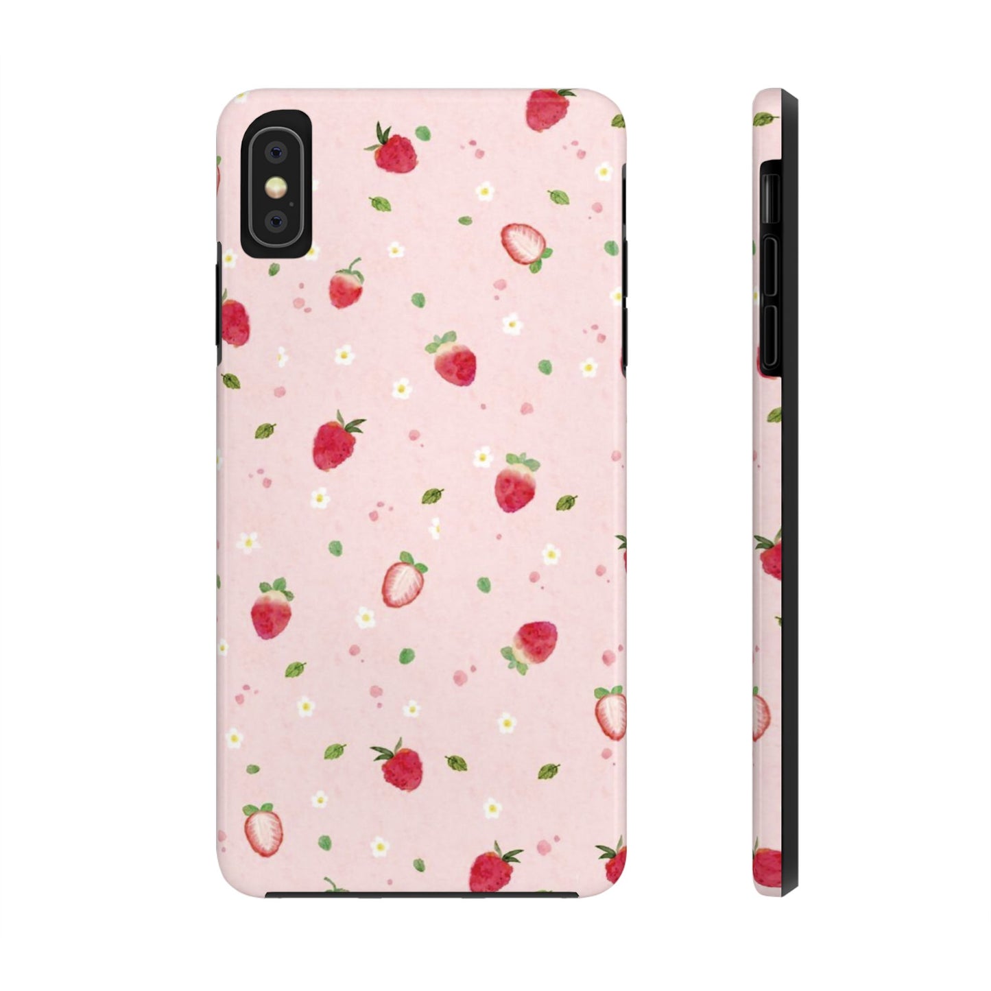 Strawberry Coquette Phone Case, Pink, Farmcore, Garden, Fairy, Spring Vibes, Fruit, Cute, Clean Girl, Glossy Phone Case