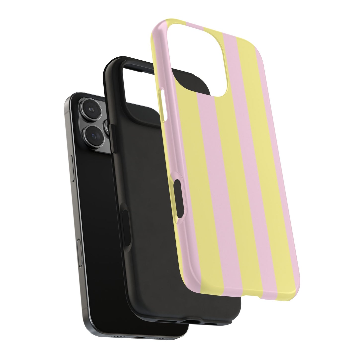 Pastel striped phone case, Pink and yellow stripes