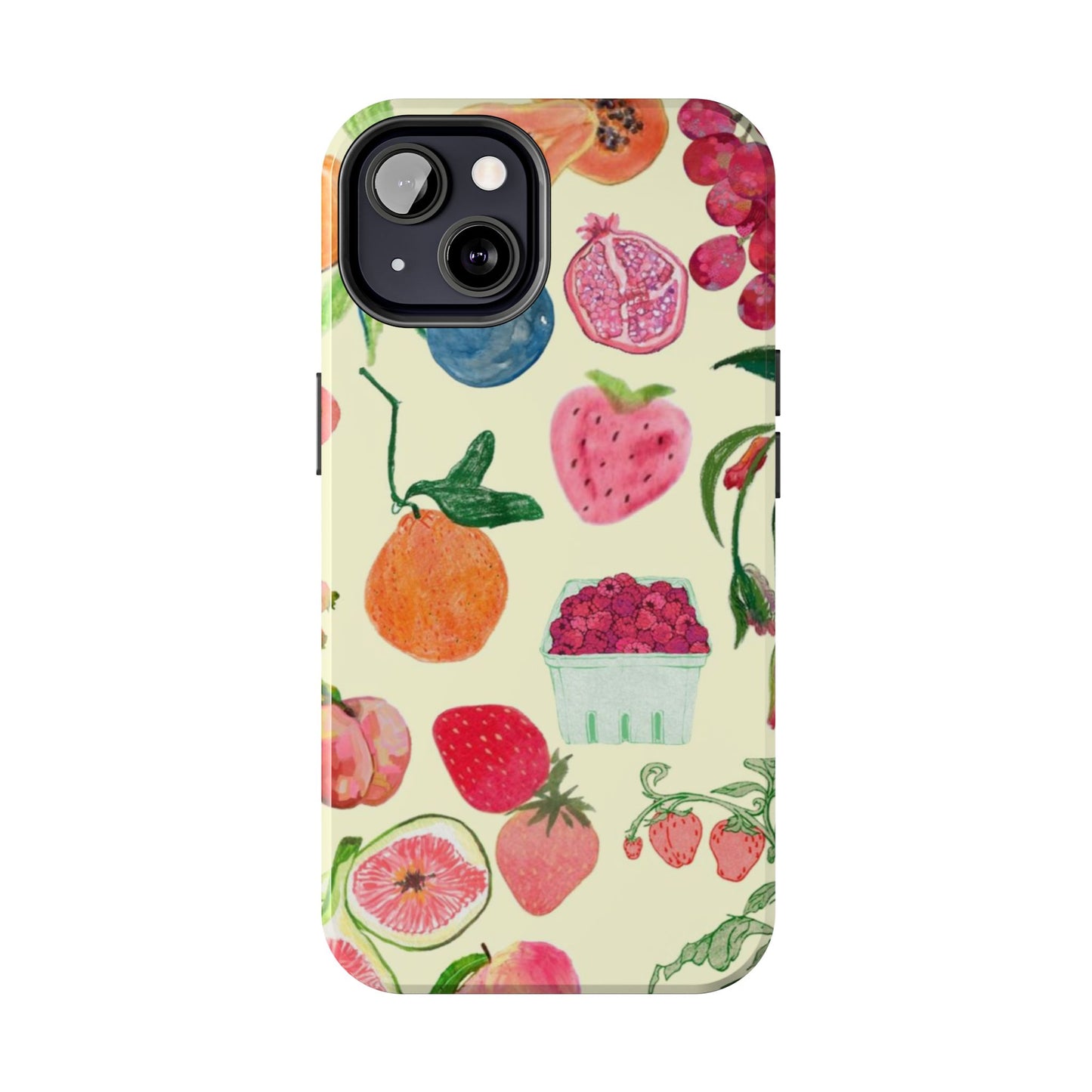 Fruit Print Phone Case, Yellow, Aesthetic, Hailey Bieber, Matilda Djerf, LA, Preppy, Clean Girl, Glossy Phone Case