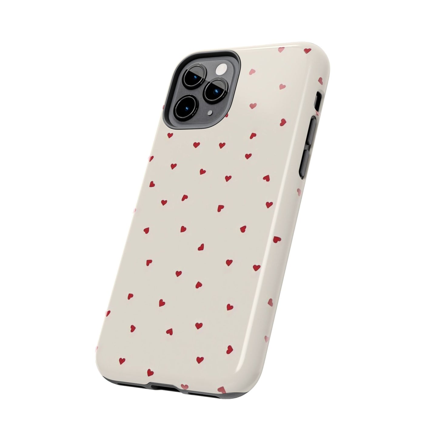 Glossy Phone Case, Red Heart Print, Coquette, Aesthetic Phone Case