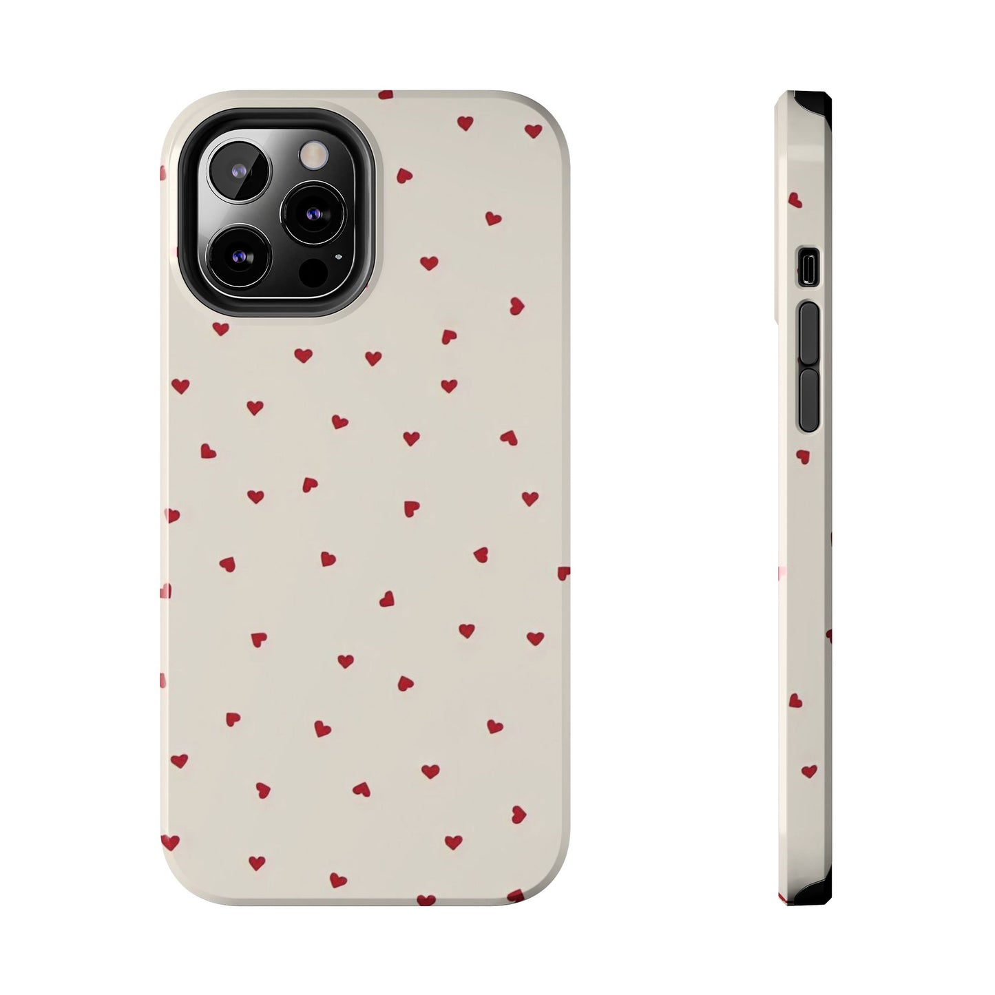 Glossy Phone Case, Red Heart Print, Coquette, Aesthetic Phone Case