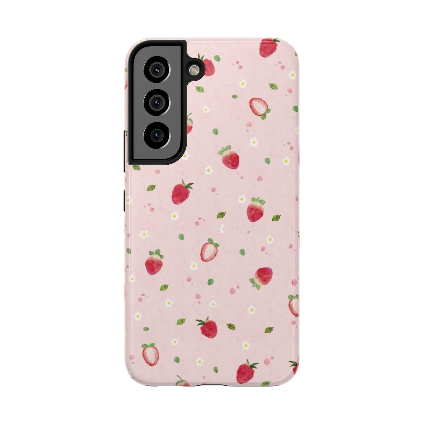 Strawberry Coquette Phone Case, Pink, Farmcore, Garden, Fairy, Spring Vibes, Fruit, Cute, Clean Girl, Glossy Phone Case