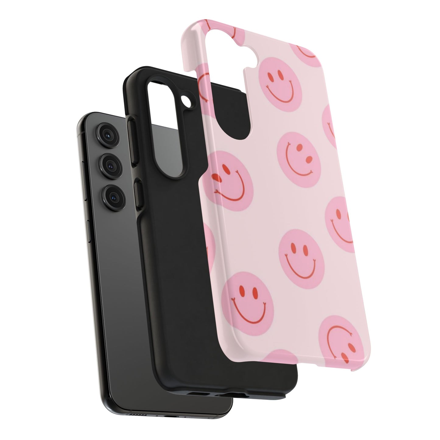 Smiley Face Pink Aesthetic Glossy Phone Case