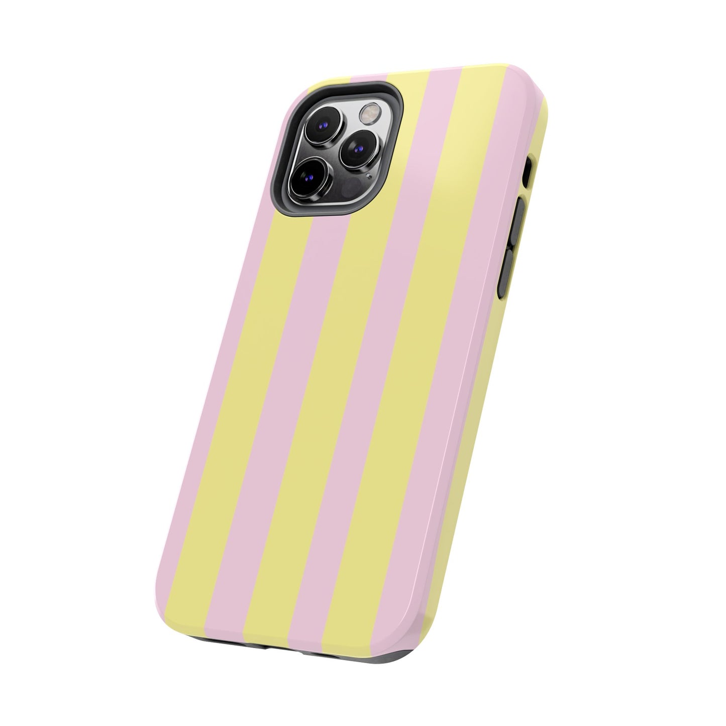 Pastel striped phone case, Pink and yellow stripes