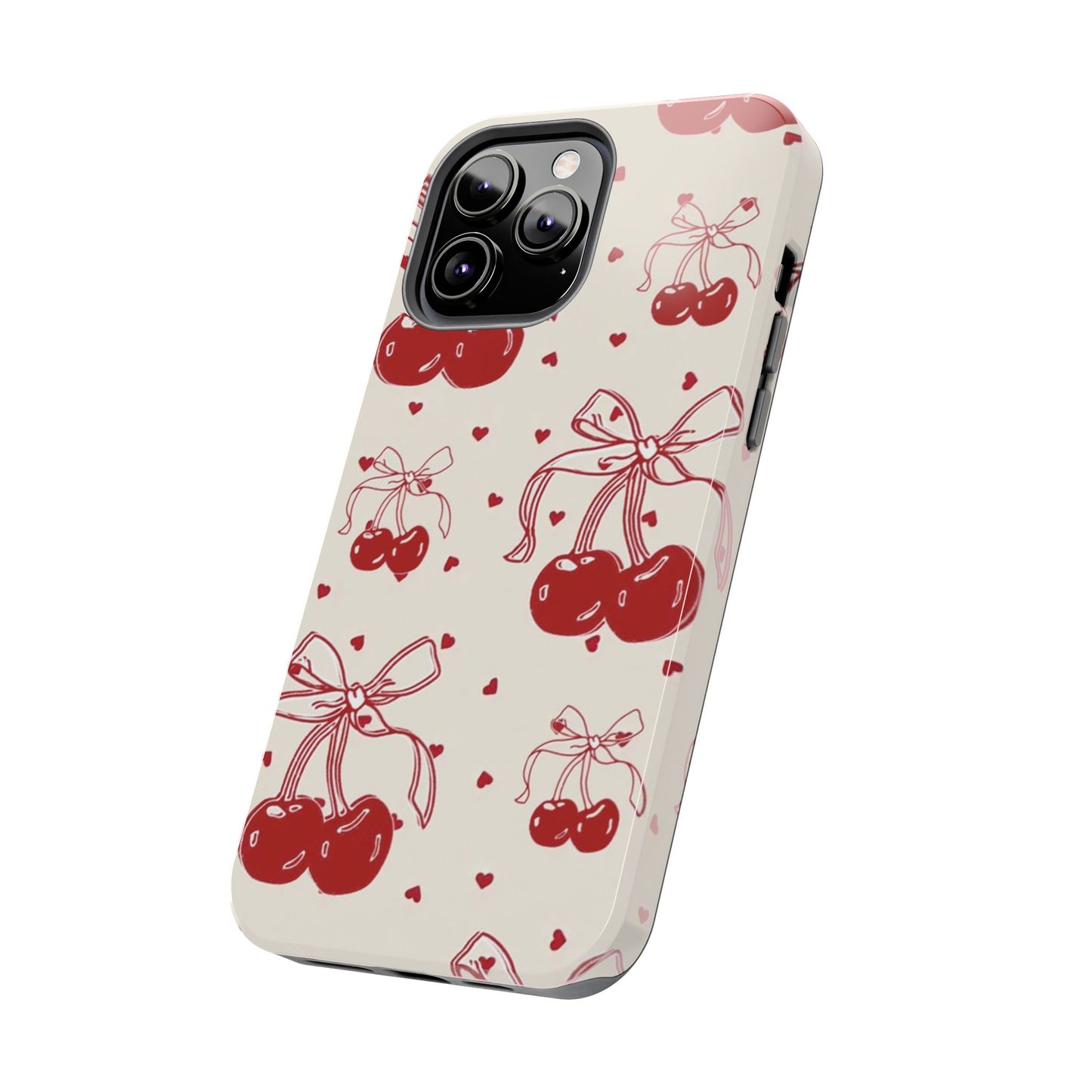 Red Cherry Pattern Fashion Aesthetic Glossy Phone Case