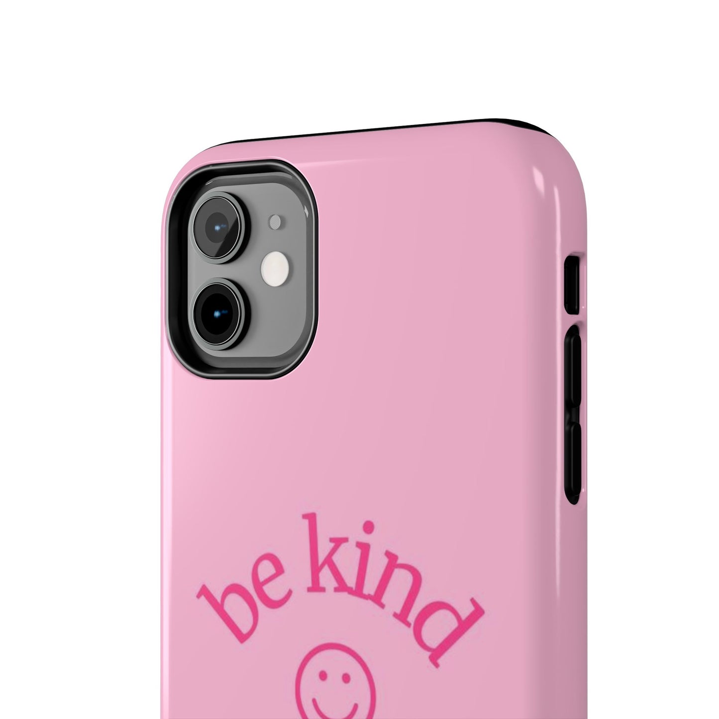 Be Kind Smiley Face Phone Case, Pink, Glossy
