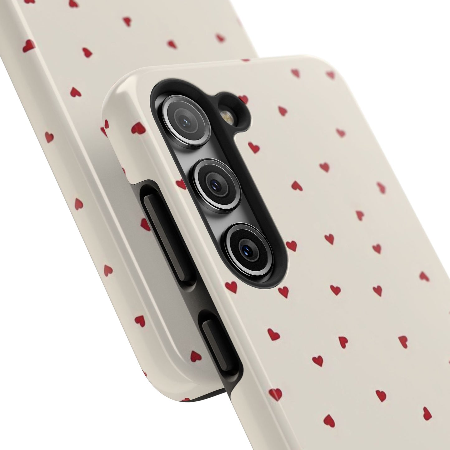 Glossy Phone Case, Red Heart Print, Coquette, Aesthetic Phone Case