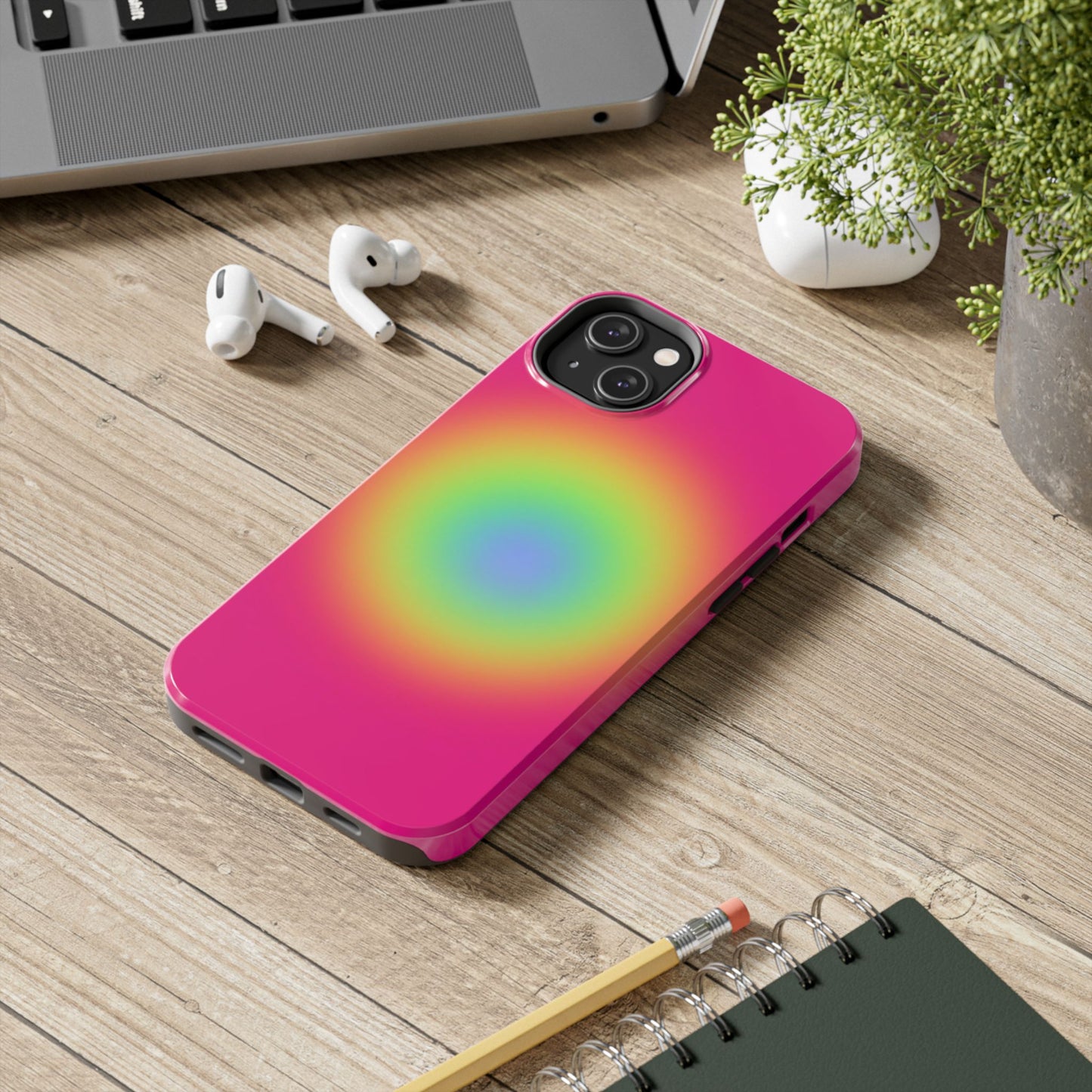 Pink Aura Phone Case, Pink, Yellow, Trendy, Clean Girl Aesthetic, Preppy, Glossy Phone Case
