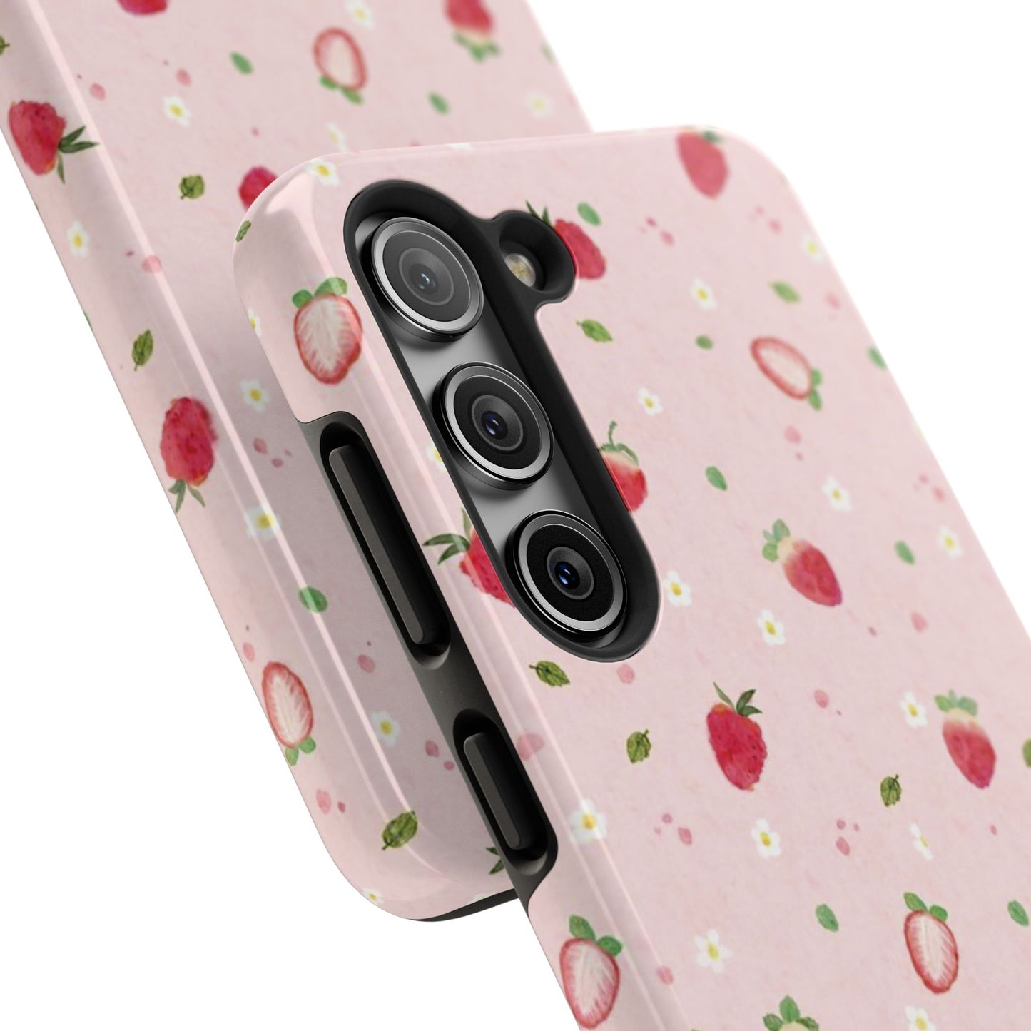 Strawberry Coquette Phone Case, Pink, Farmcore, Garden, Fairy, Spring Vibes, Fruit, Cute, Clean Girl, Glossy Phone Case