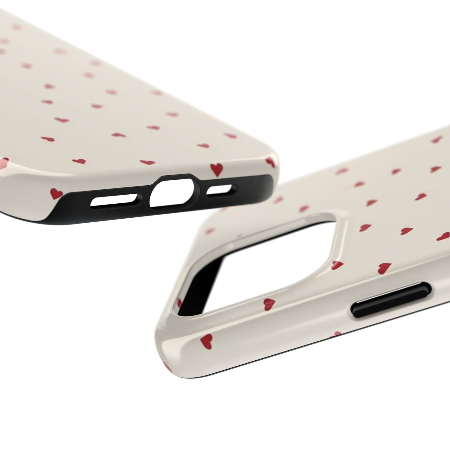 Glossy Phone Case, Red Heart Print, Coquette, Aesthetic Phone Case