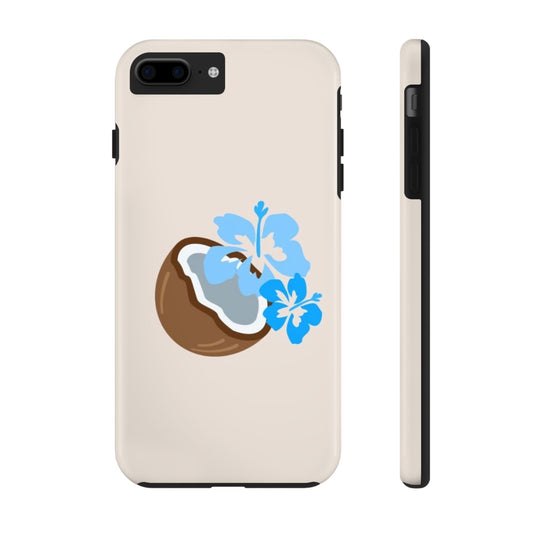 Hawaiian Cute Phone Case, Coconut, Hibiscus, Summery, Tropical, Clean Girl Aesthetic, Preppy, Glossy Phone Case