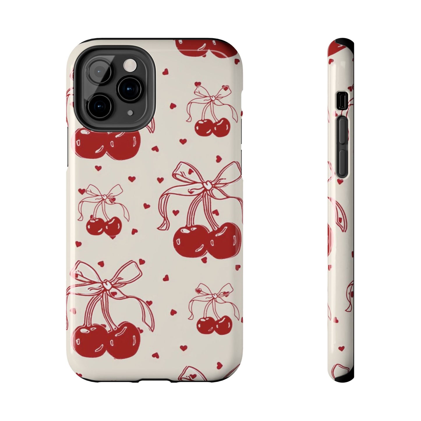 Red Cherry Pattern Fashion Aesthetic Glossy Phone Case