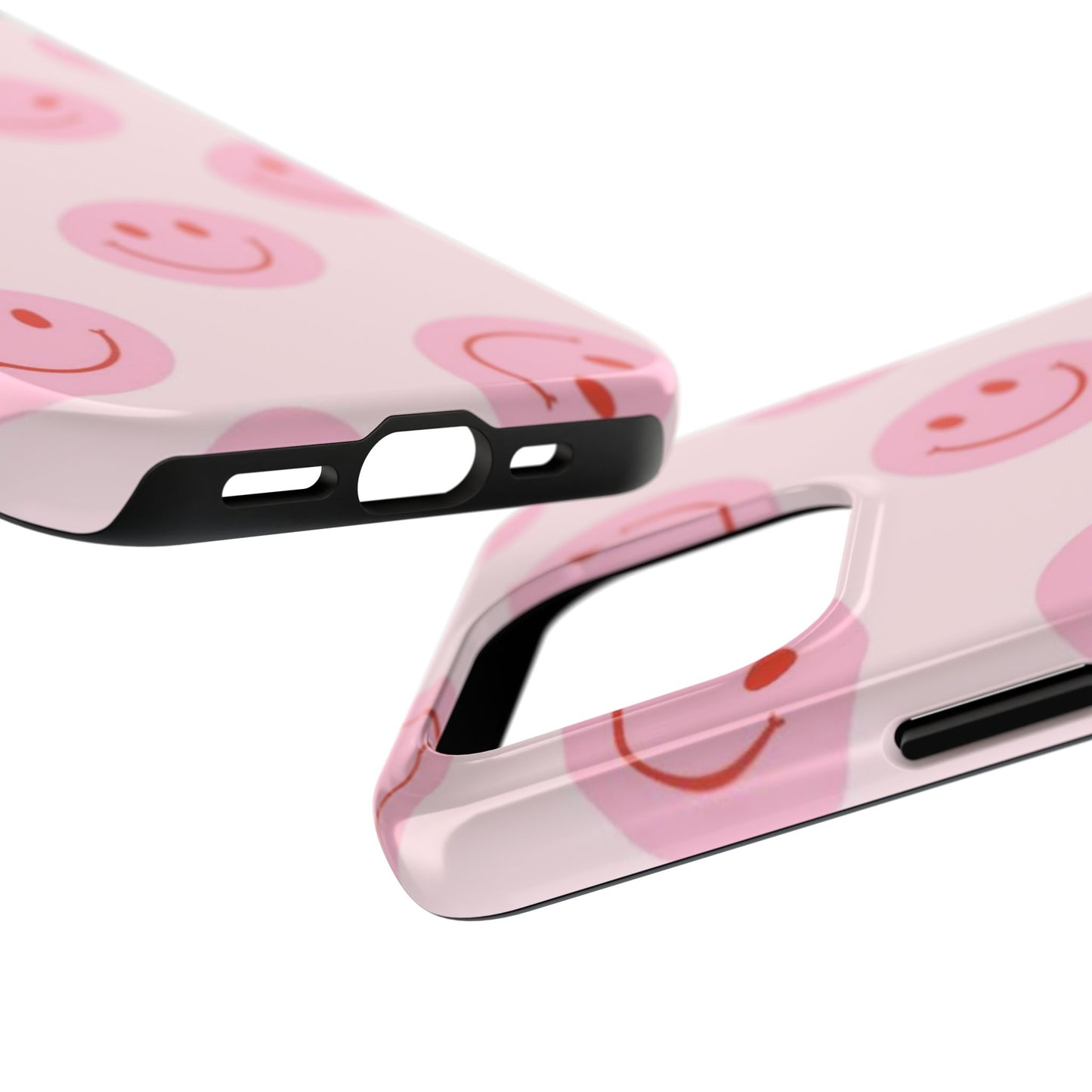 Smiley Face Pink Aesthetic Glossy Phone Case