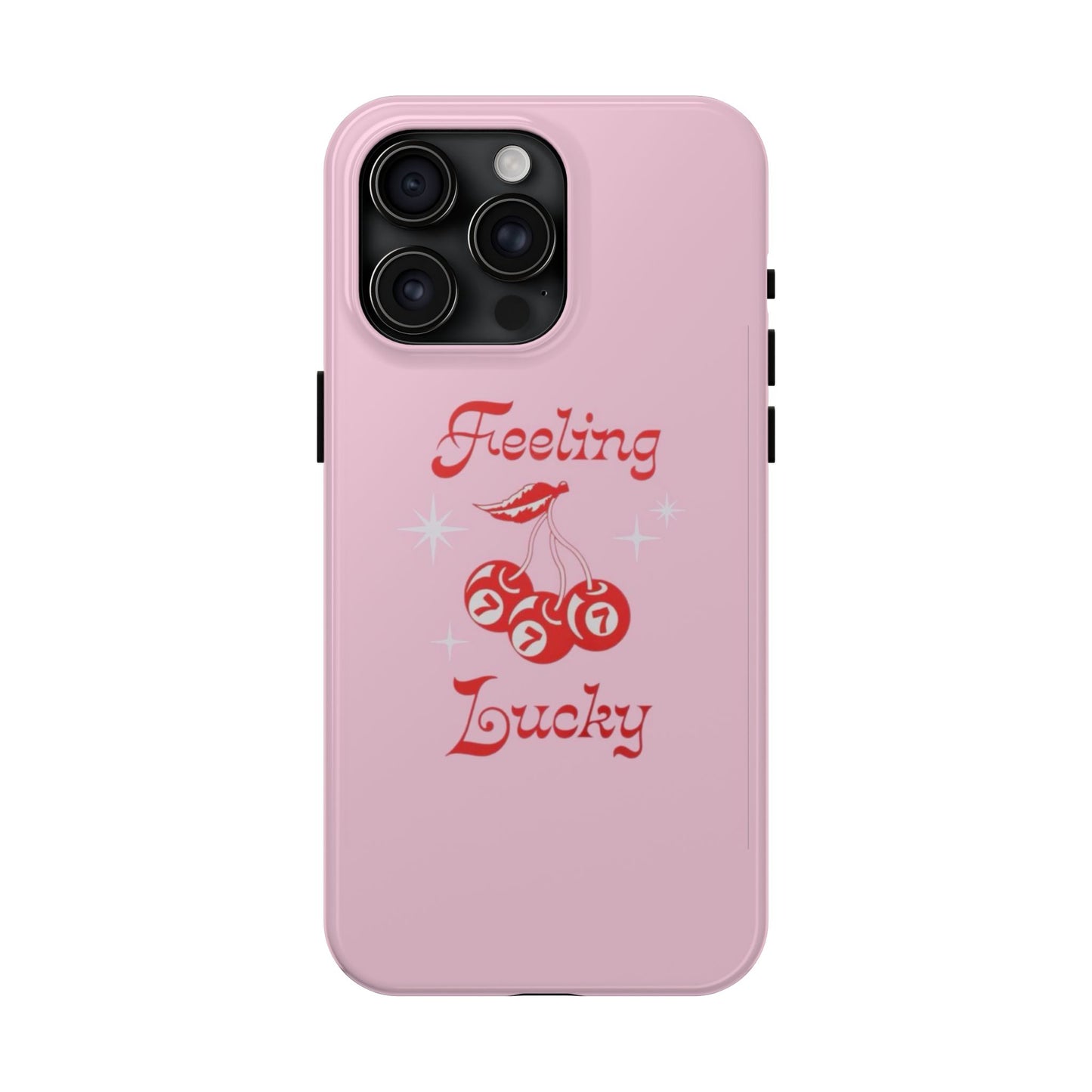 Feeling Lucky Pink Aesthetic Glossy Phone Case, Affirmations