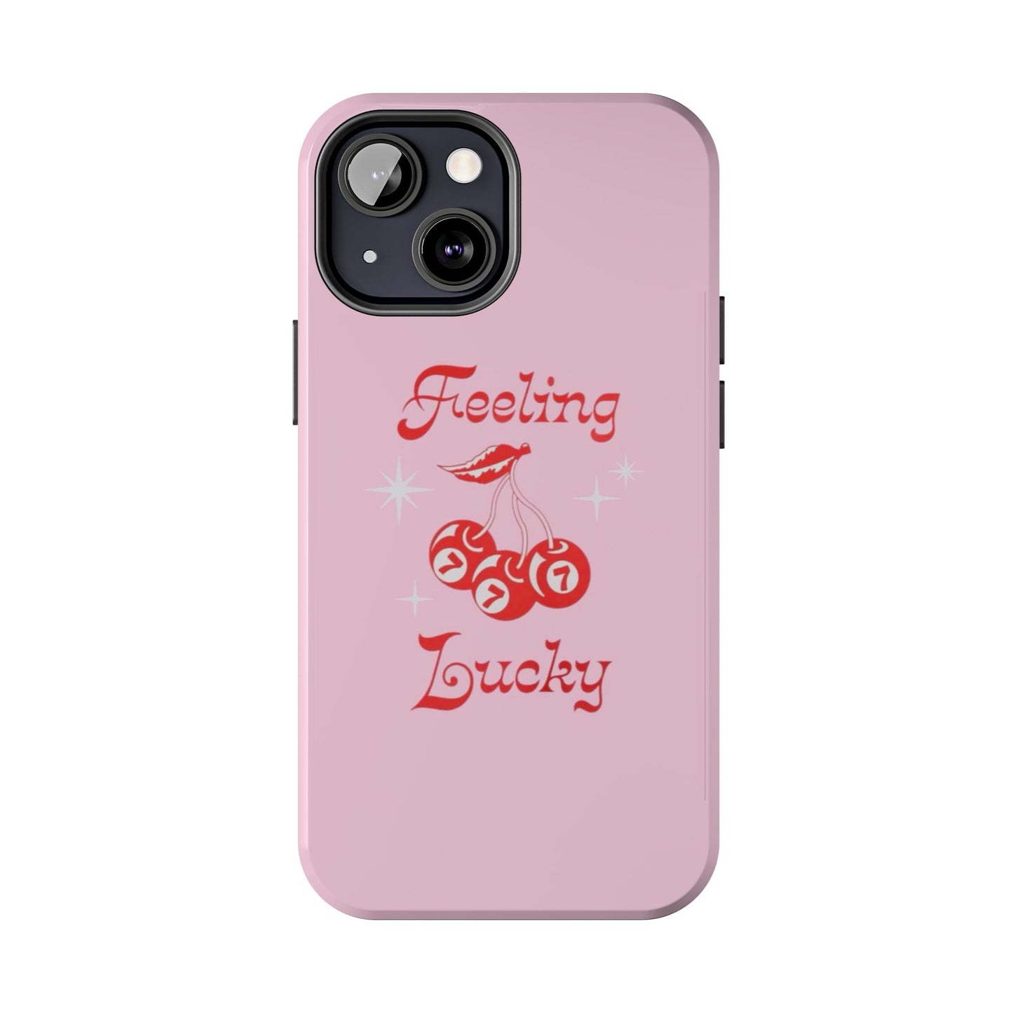 Feeling Lucky Pink Aesthetic Glossy Phone Case, Affirmations