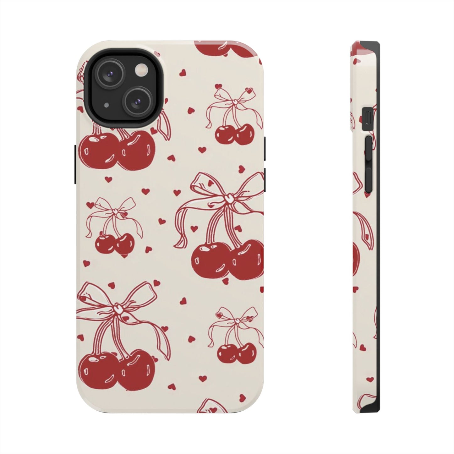 Red Cherry Pattern Fashion Aesthetic Glossy Phone Case