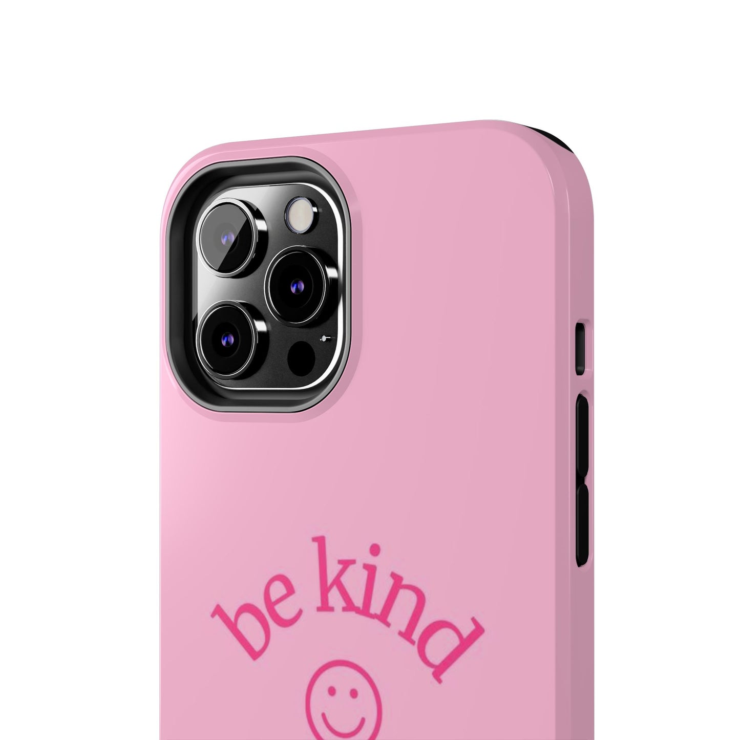 Be Kind Smiley Face Phone Case, Pink, Glossy